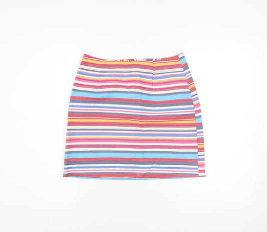New Look Women's Multicoloured Striped Short Pencil Skirt Size 8