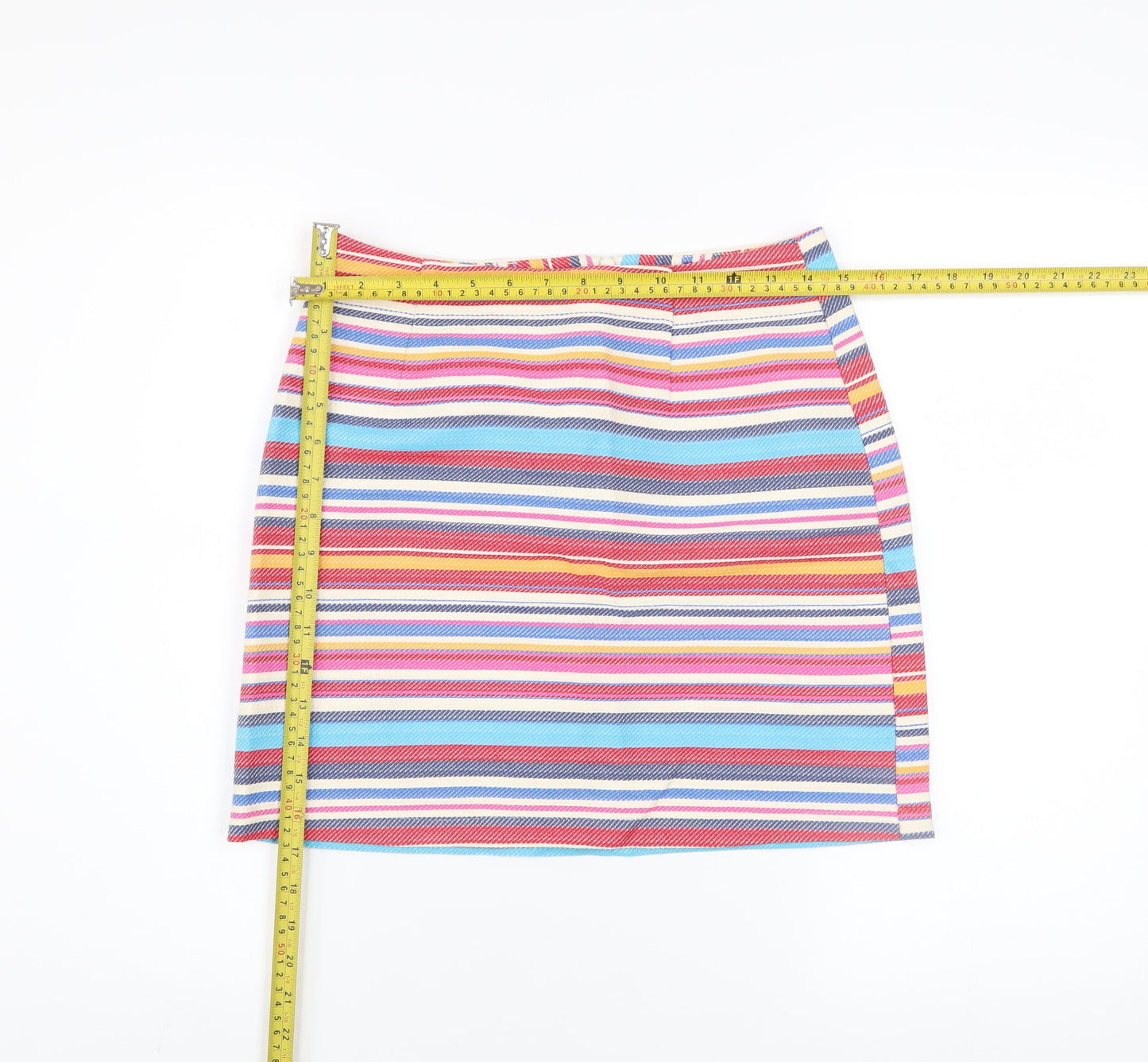 New Look Women's Multicoloured Striped Short Pencil Skirt Size 8