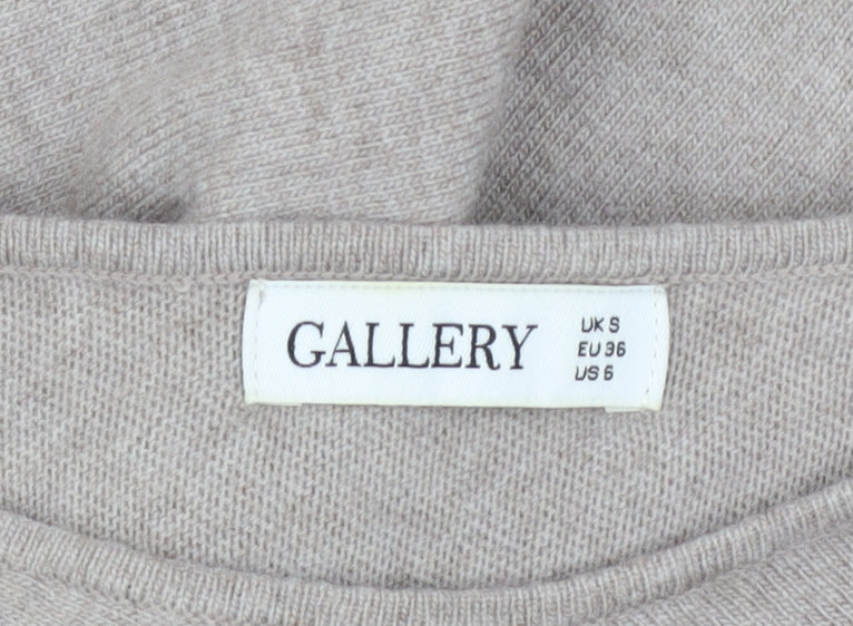 Gallery Women’s Beige Boat Neck Long Sleeve Pullover Jumper Size S