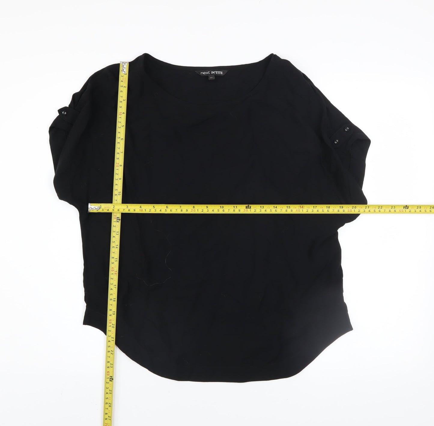 Next Petite Women’s Black Short Sleeve Viscose Blouse Size 8