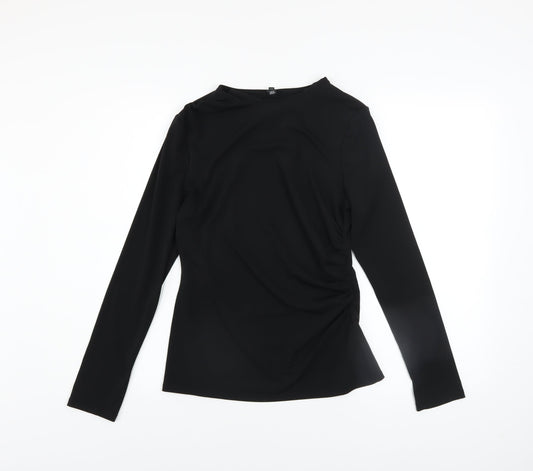River Island Women's Black Long Sleeve Slim Fit Jersey Blouse Size 10