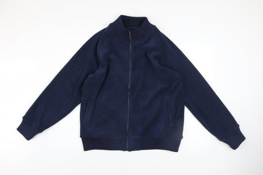 Dunnes Men’s Blue Fleece Bomber Jacket L Full Zip Casual