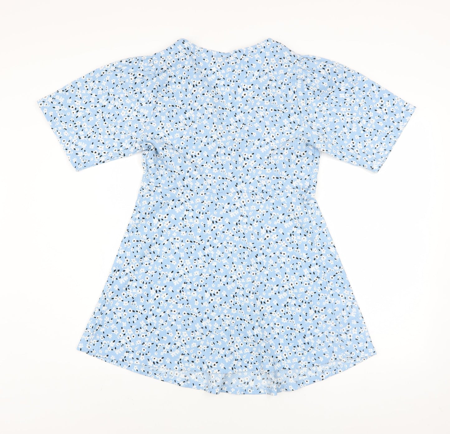 New Look Maternity Blue Floral V-Neck Short Sleeve Tunic Blouse Size 10