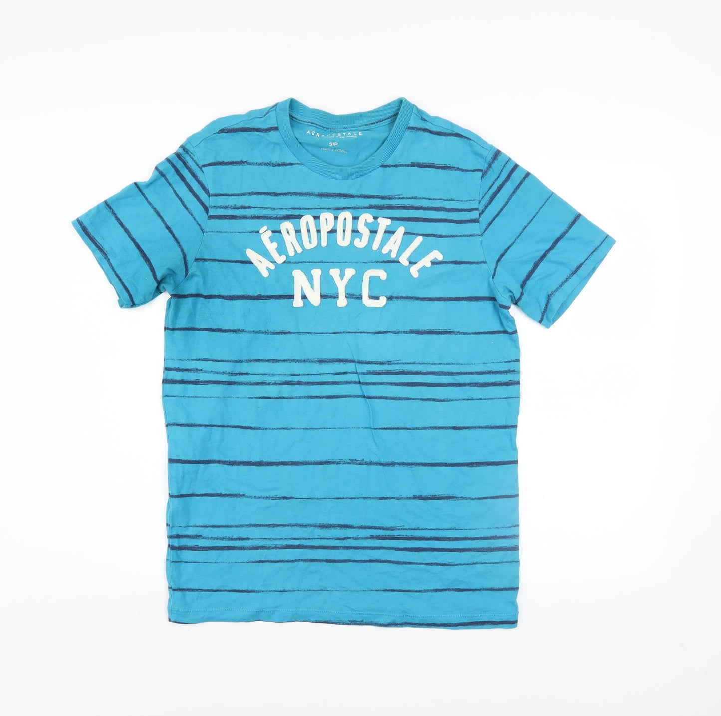 Aéropostale Men's Blue Striped NYC Logo T-Shirt Size S