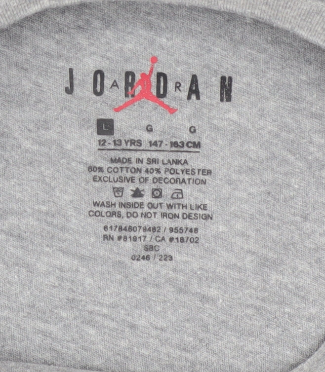 Jordan Boys Grey Graphic Print Short Sleeve Crew Neck T-Shirt 12-13 Years