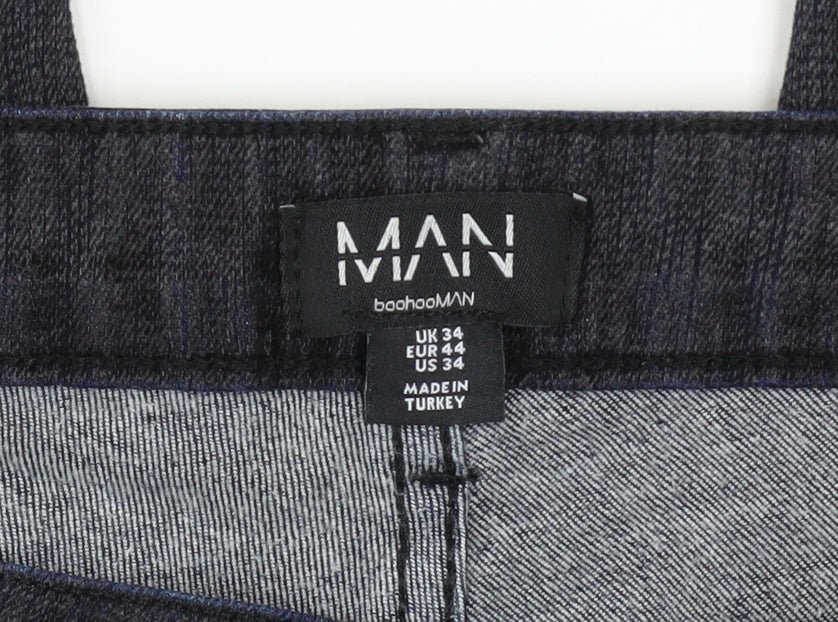boohooMAN Men's Blue Skinny Fit Denim Jeans Size 34 Slim Fit
