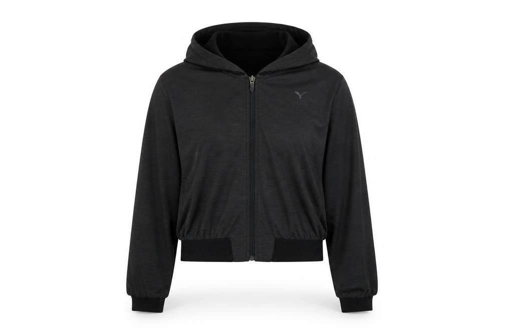 Puma Womens Black Size 10 Full Zip Hoodie with Hooded Design