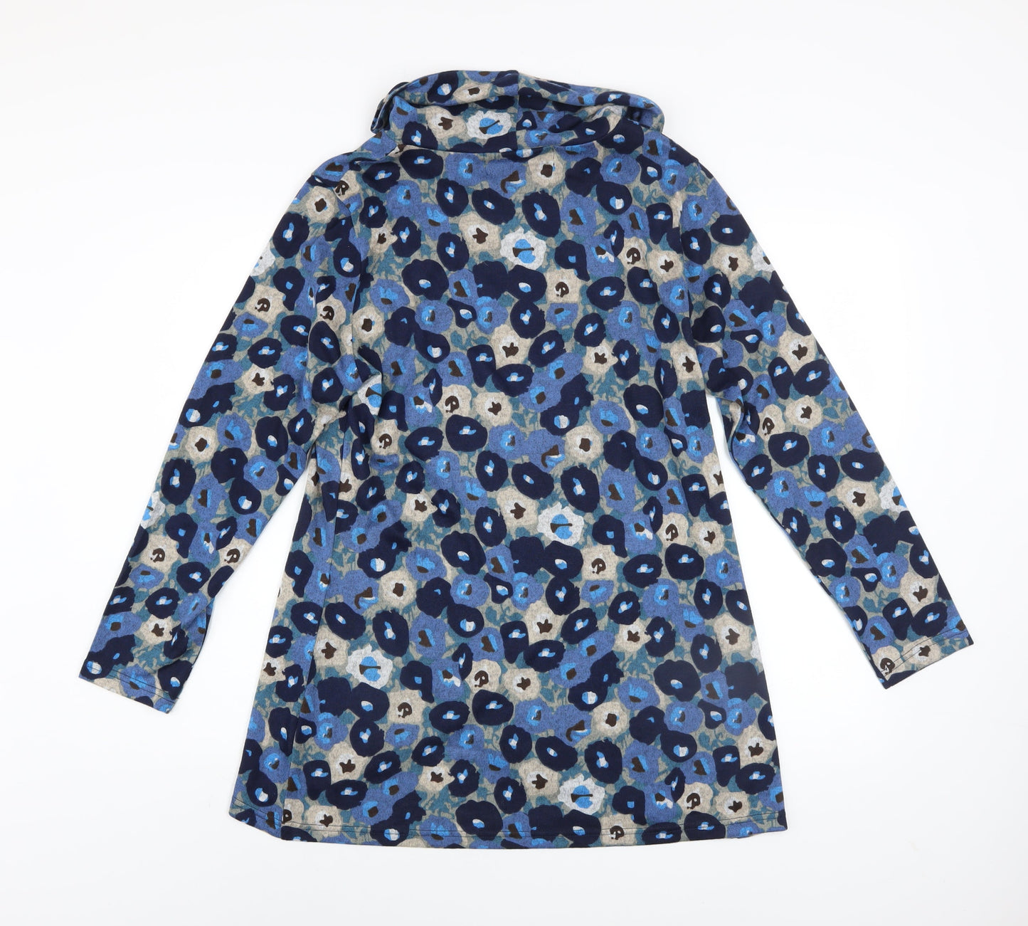 Paco Boutique Women’s Blue Animal Print Cowl Neck Tunic Jumper Size 10