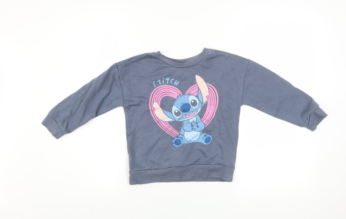 Disney at Primark Girls Blue Stitch Sweatshirt 5-6 Years Pullover