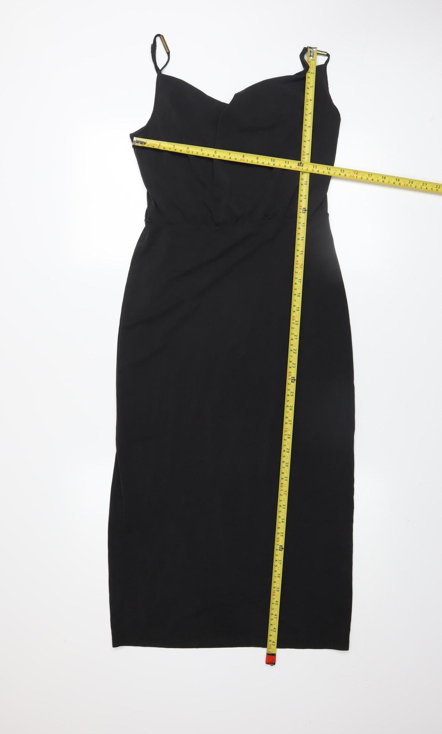 Oasis Women Black Bodycon Midi Dress Size S Sleeveless Zip Back