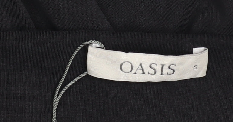 Oasis Women Black Bodycon Midi Dress Size S Sleeveless Zip Back