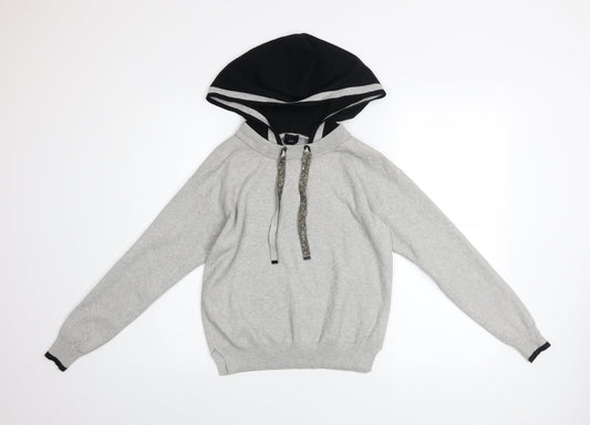 River Island Women Grey Sparkle Drawstring Hoodie Size 6