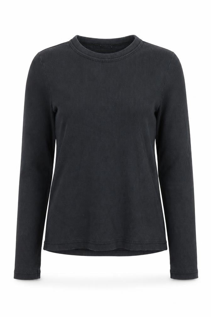 ZARA Women's Black Ribbed Long Sleeve Basic T-Shirt Size S