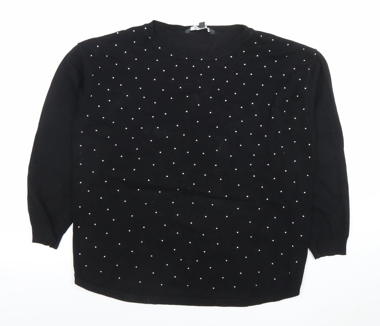 Bonmarche Women’s Black Beaded Long Sleeve Knit Top Size 18