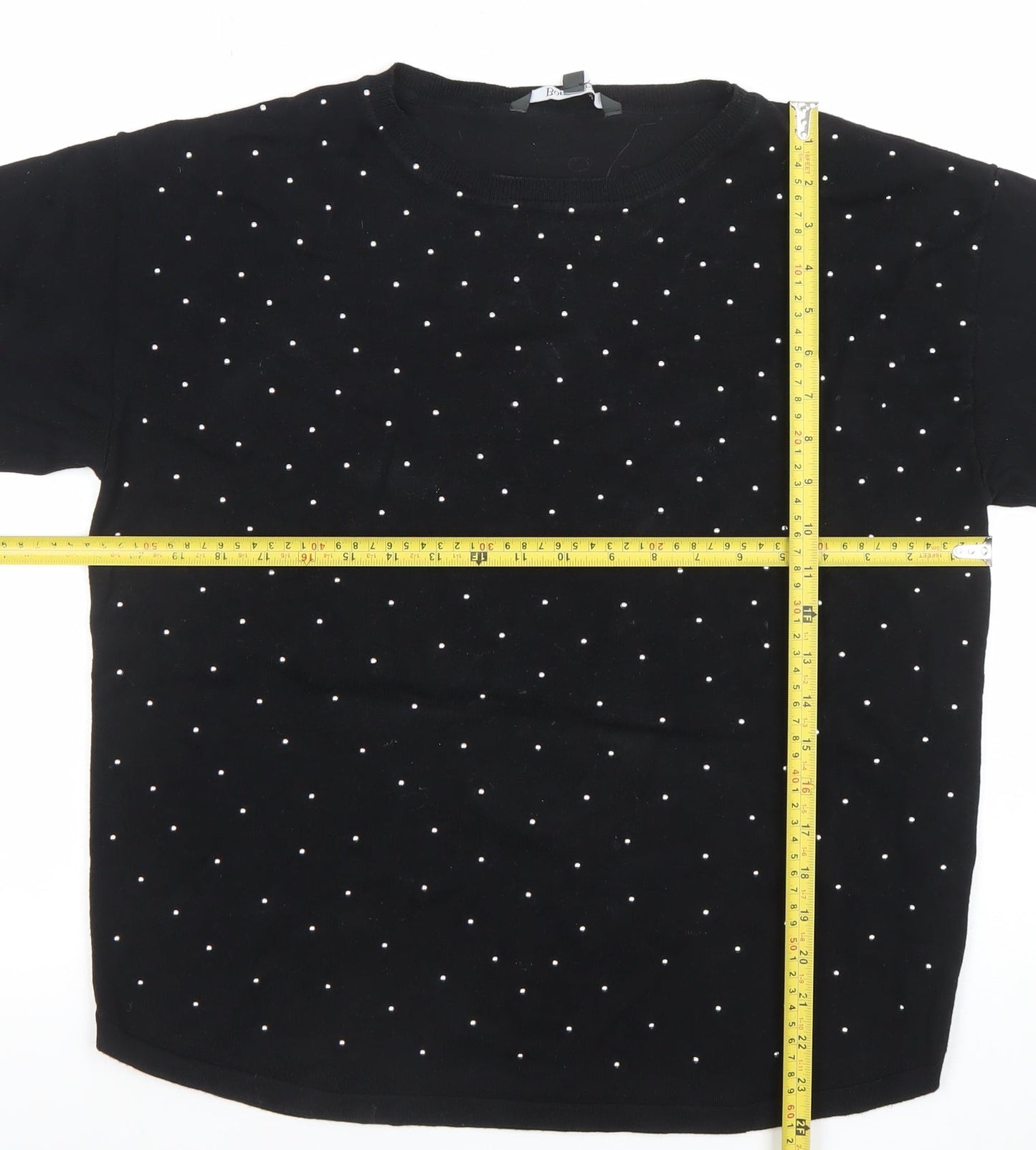Bonmarche Women’s Black Beaded Long Sleeve Knit Top Size 18