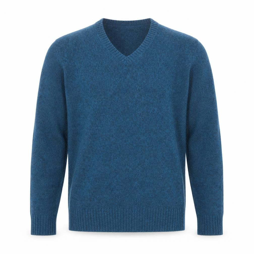 Uniqlo Men’s Blue Wool Blend V-Neck Pullover Jumper Size M