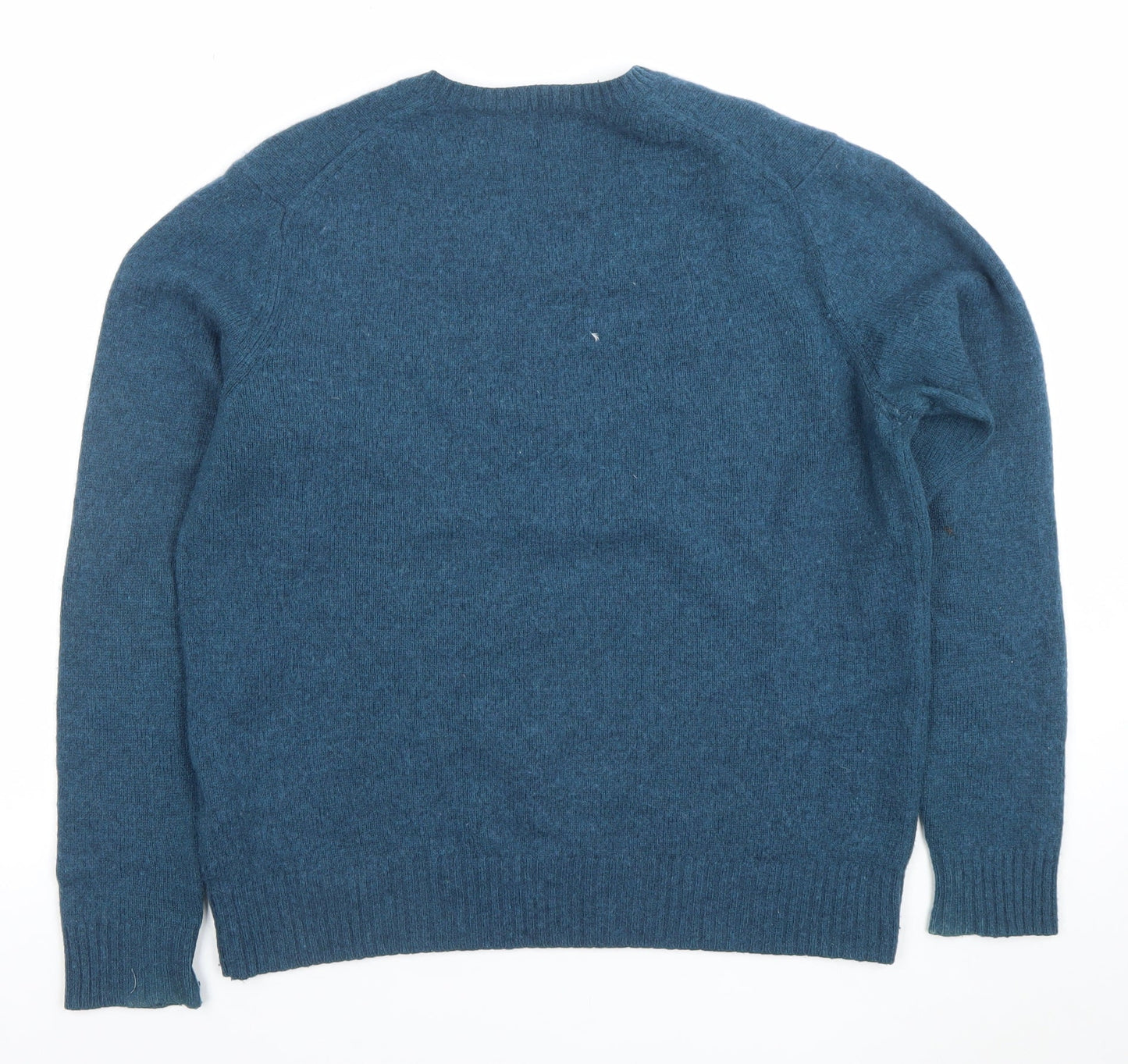 Uniqlo Men’s Blue Wool Blend V-Neck Pullover Jumper Size M
