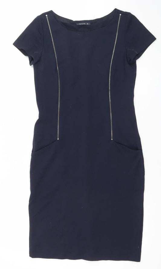 Tatuum Women's Navy Short Sleeve Sheath Dress Size 8