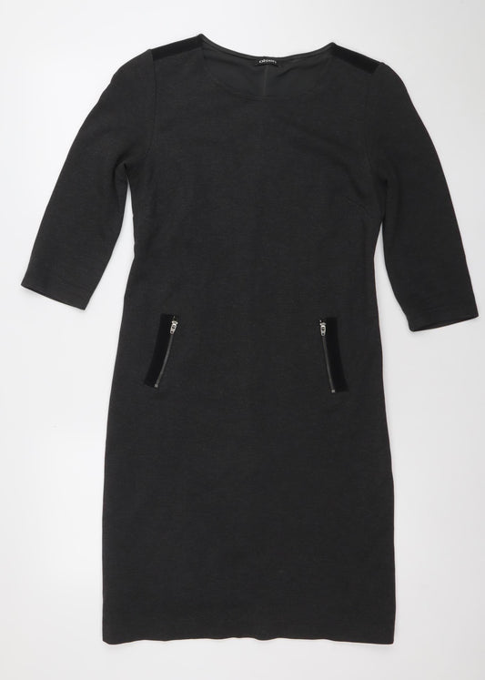 Olsen Women Black Size 10 Shift Knee Length 3/4 Sleeve Dress