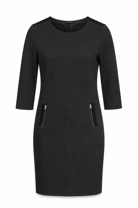 Olsen Women Black Size 10 Shift Knee Length 3/4 Sleeve Dress