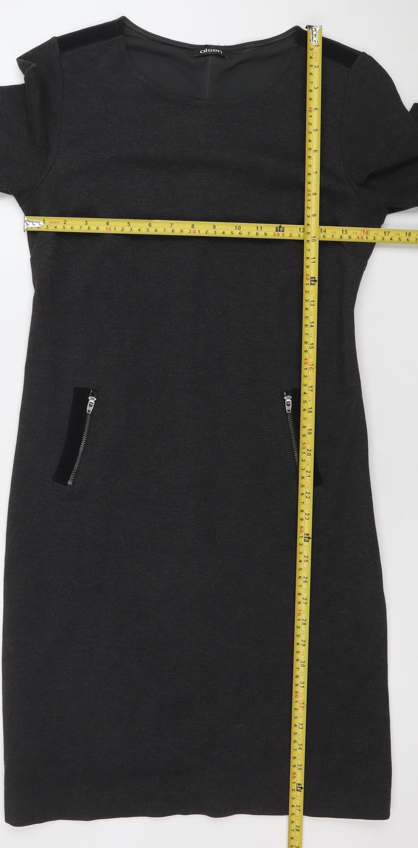 Olsen Women Black Size 10 Shift Knee Length 3/4 Sleeve Dress