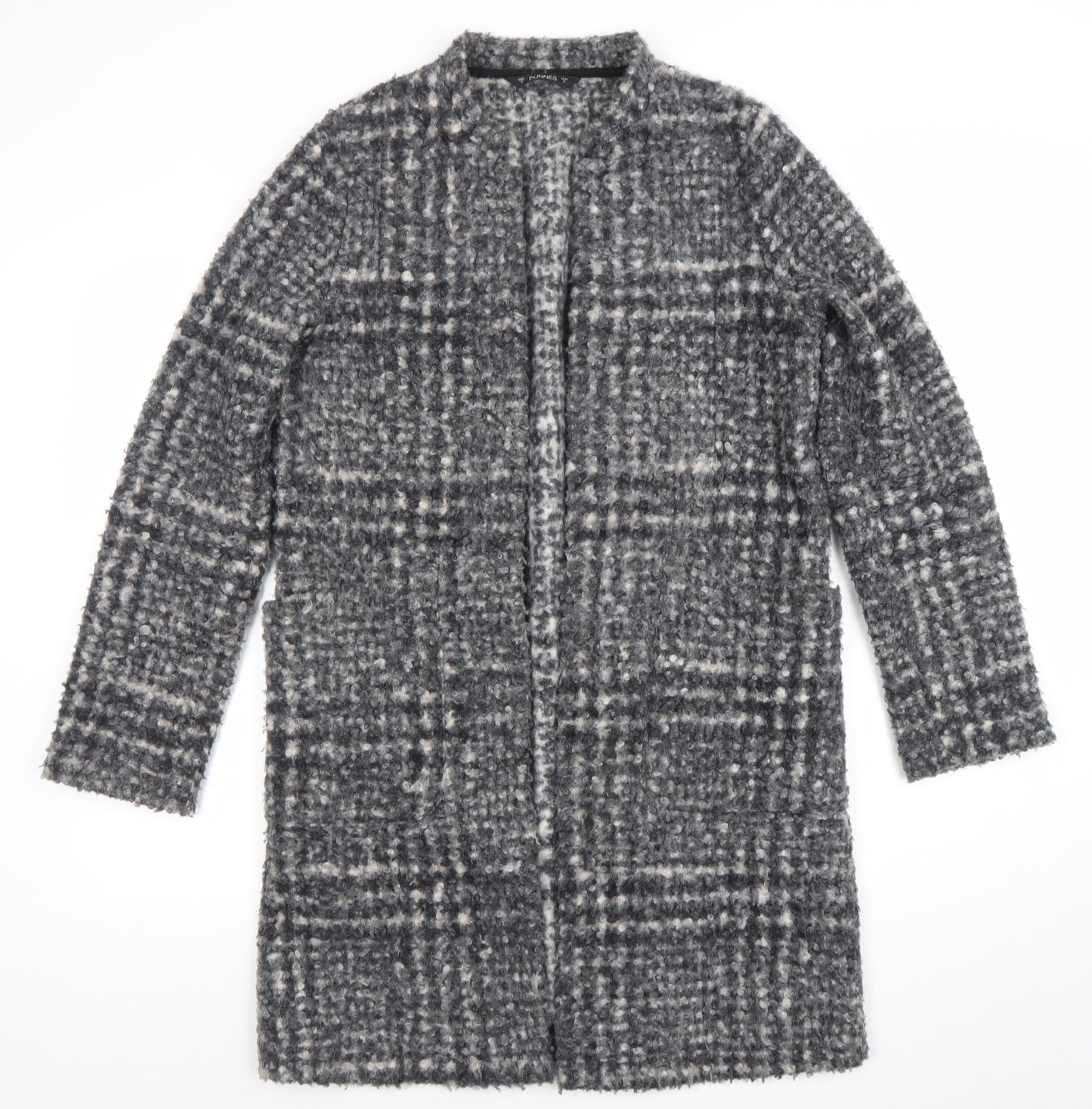 Dunnes Women Grey Check Mid-Length Coatigan Size S
