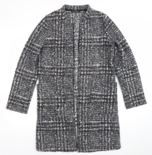 Dunnes Women Grey Check Mid-Length Coatigan Size S