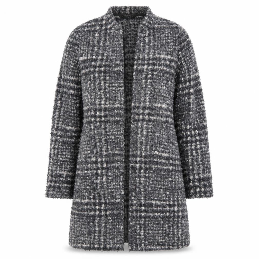 Dunnes Women Grey Check Mid-Length Coatigan Size S