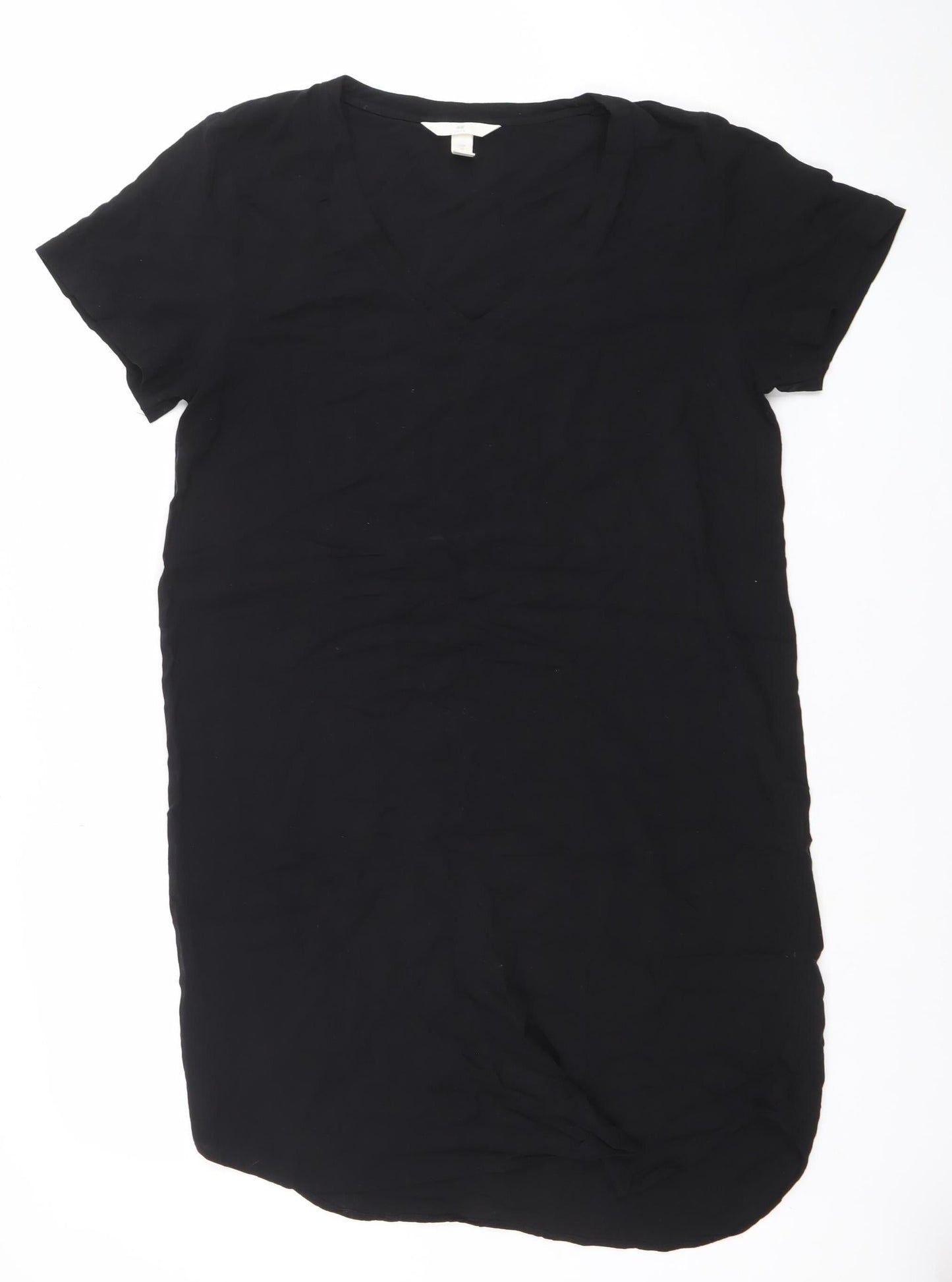 H&M Women's Black V-Neck Short Sleeve T-Shirt Dress Size 8
