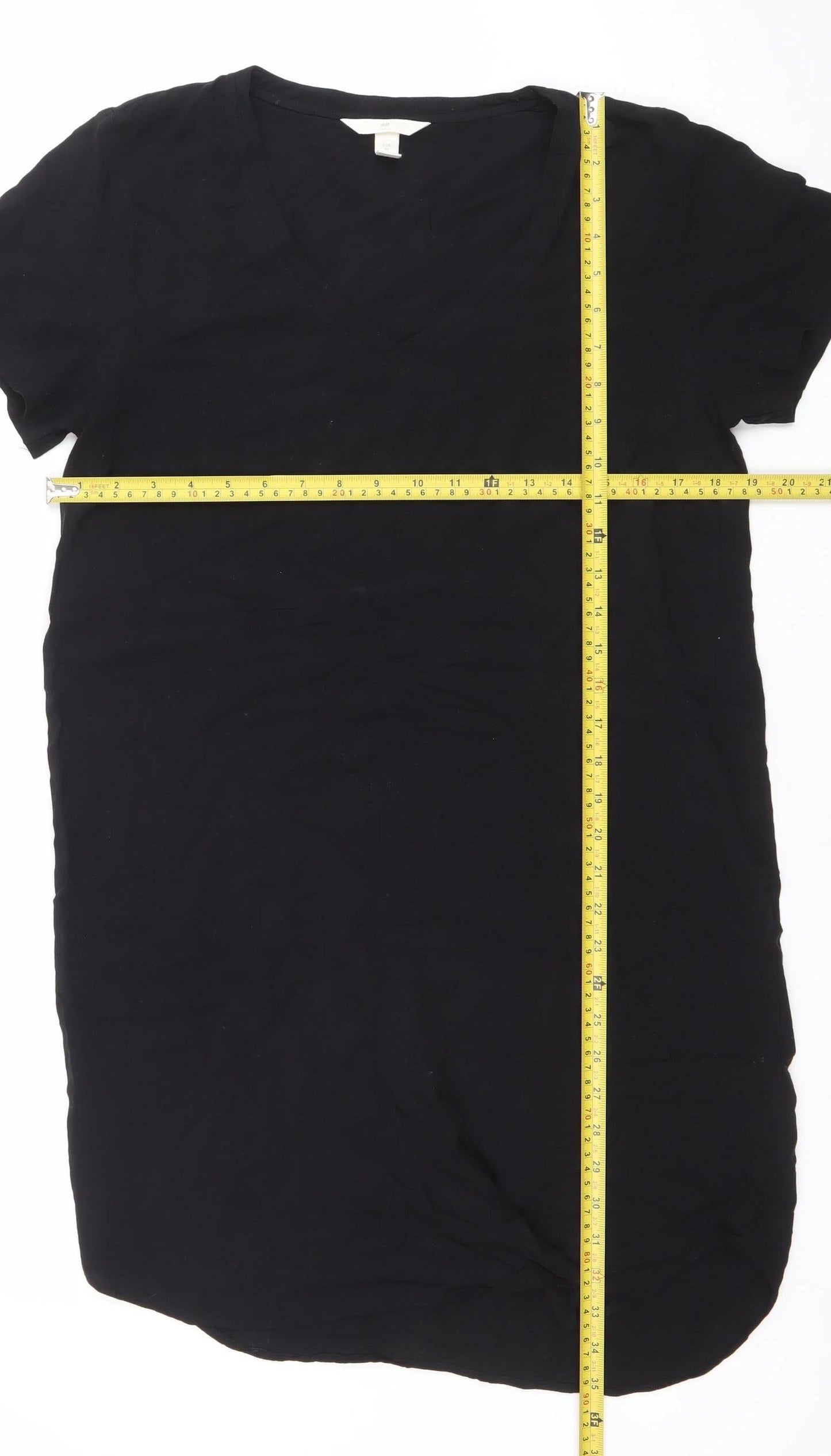 H&M Women's Black V-Neck Short Sleeve T-Shirt Dress Size 8
