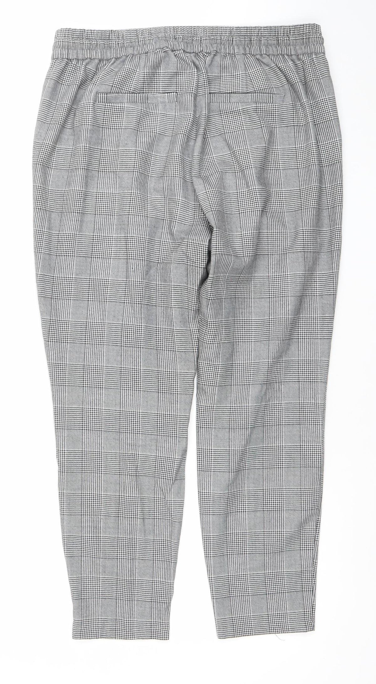 Vero Moda Women Grey Check Chino Trousers L Regular Fit