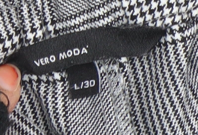 Vero Moda Women Grey Check Chino Trousers L Regular Fit