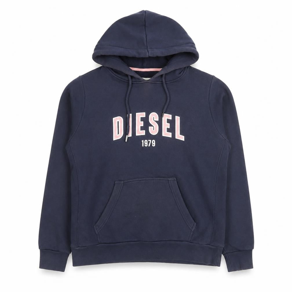 Diesel Women’s Navy Pullover Hoodie Medium Cotton Blend Authentic Logo