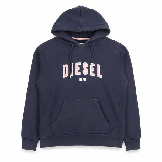 Diesel Women’s Navy Pullover Hoodie Medium Cotton Blend Authentic Logo