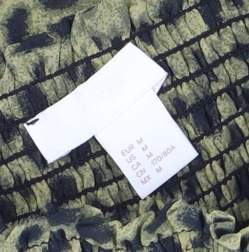 H&M Women Green Animal Print A-Line Short Skirt Size M