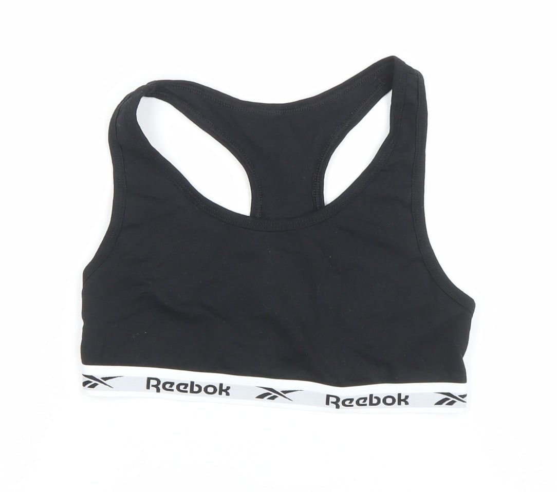 Reebok Girls Black M Sports Crop Tank Top Gym Training Activewear