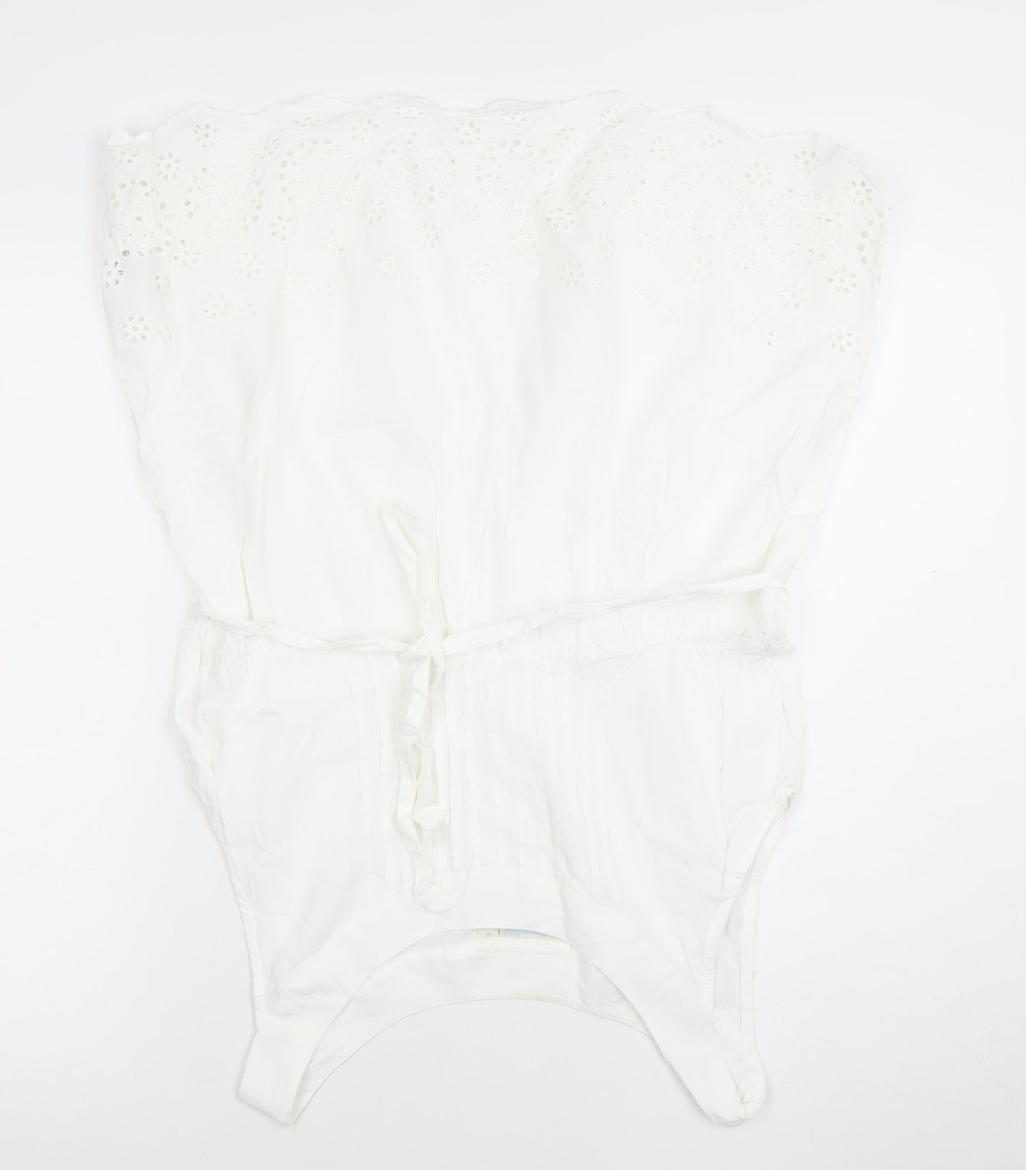 JoJo Maman Bébé Women’s White Cotton Tunic Blouse M Sleeveless Embroidered