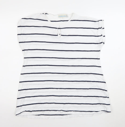 JoJo Maman Bébé Women’s White Navy Striped Maternity T-Shirt M