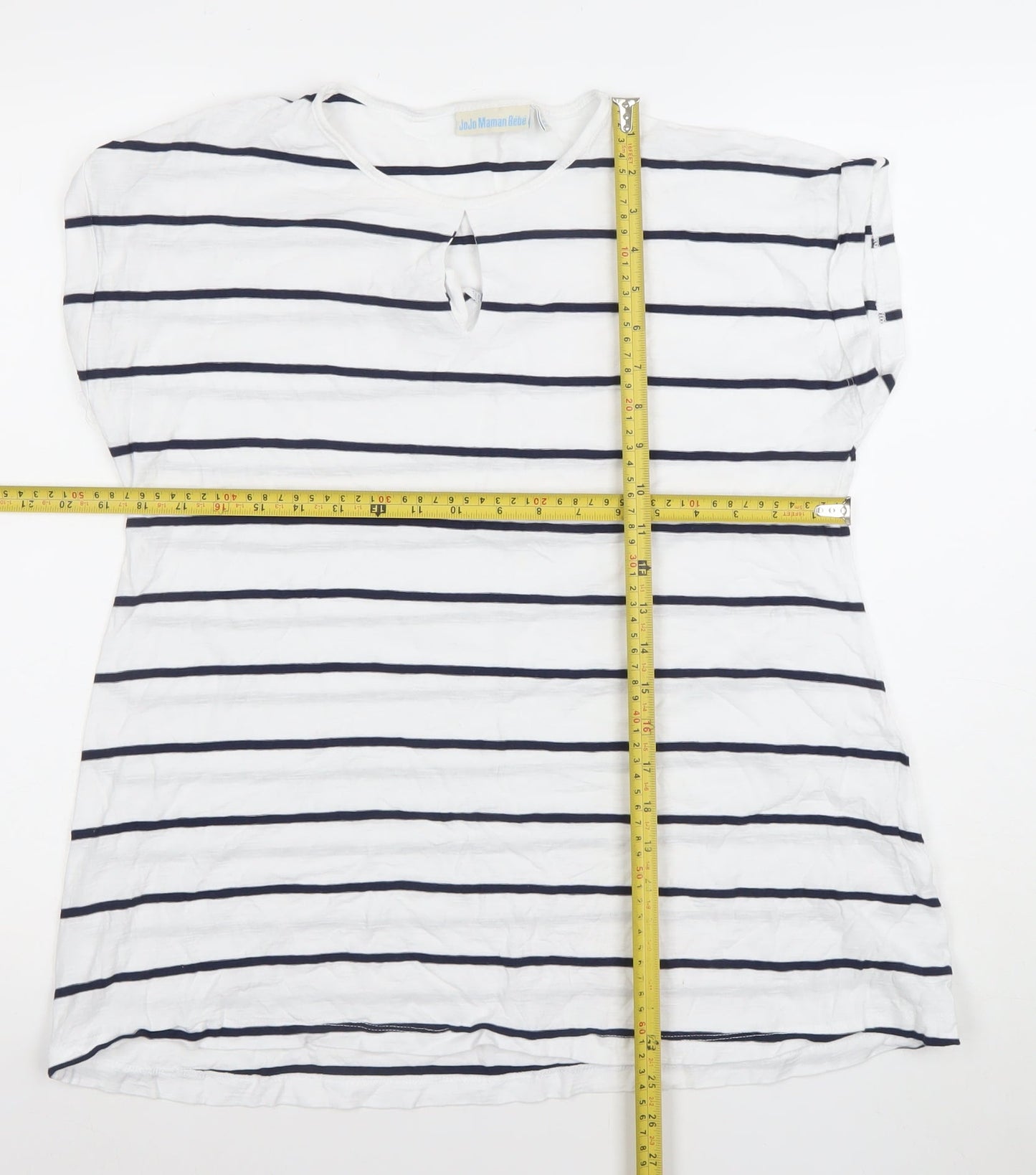 JoJo Maman Bébé Women’s White Navy Striped Maternity T-Shirt M