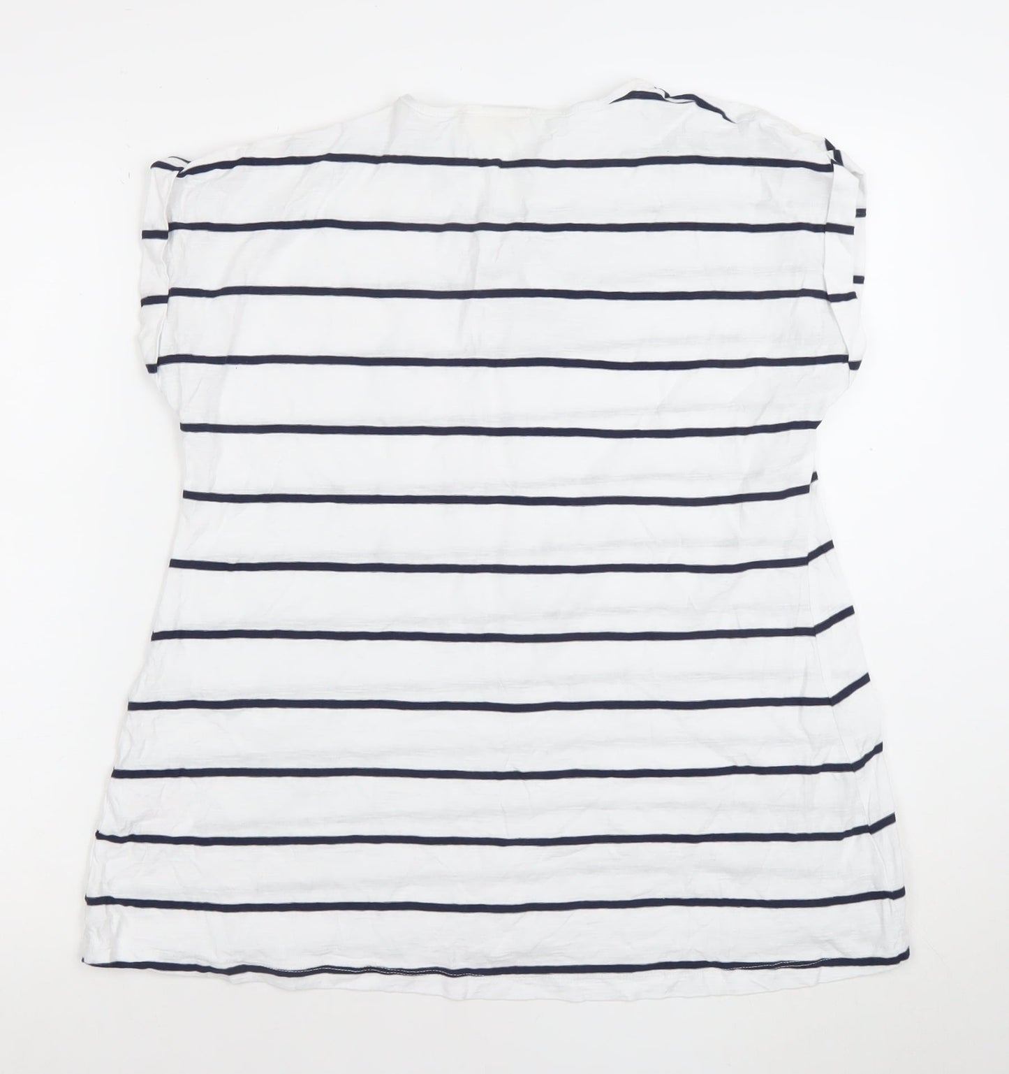 JoJo Maman Bébé Women’s White Navy Striped Maternity T-Shirt M