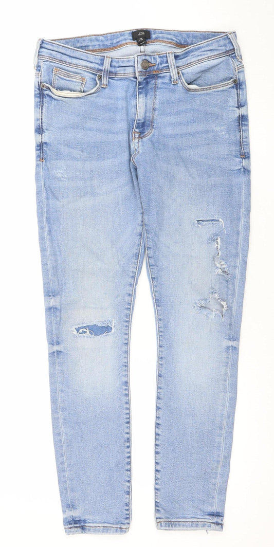 River Island Men’s Blue Skinny Distressed Denim Jeans 30W 30L