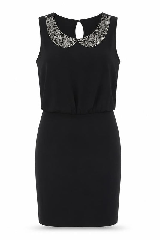 Zara Women Black Beaded Sleeveless Sheath Party Dress Size S