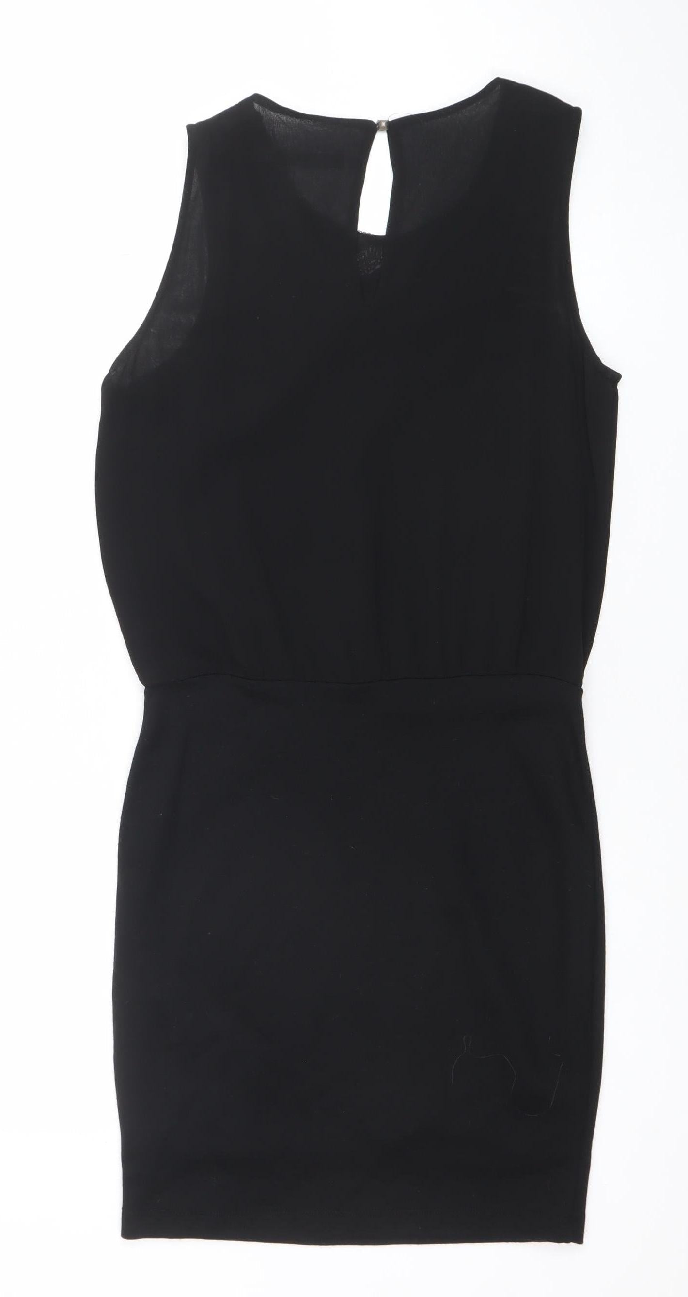Zara Women Black Beaded Sleeveless Sheath Party Dress Size S
