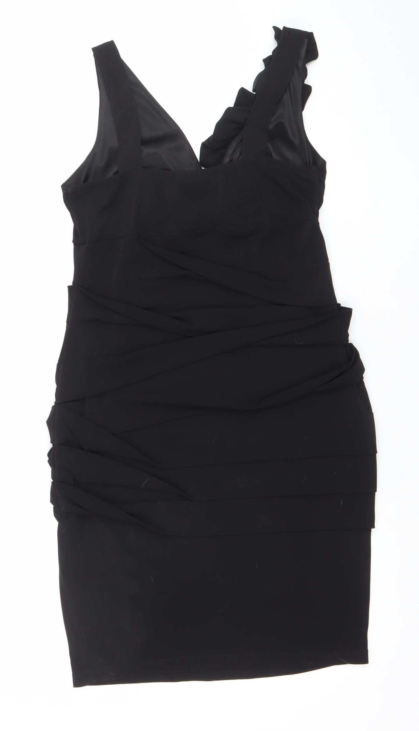 Valerie Bertinelli Women's Black One Shoulder Ruched Knee Length Dress Size 6