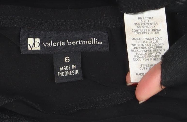 Valerie Bertinelli Women's Black One Shoulder Ruched Knee Length Dress Size 6