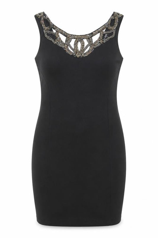 Lipsy Women Black Size 10 Bodycon Sleeveless Beaded Party Dress