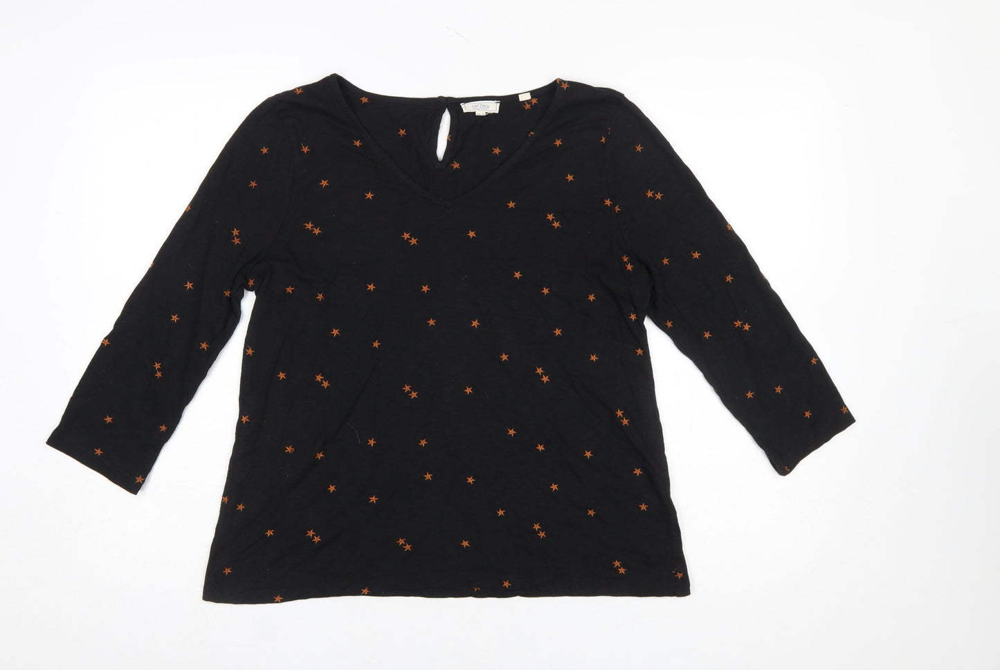 Fat Face Women’s Black Embroidered Star Tunic Blouse Size 12