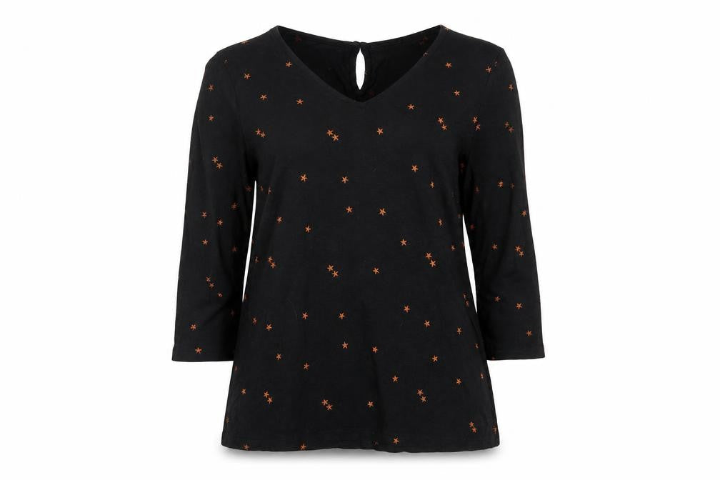 FatFace Women’s Black Embroidered Star Tunic Blouse Size 12