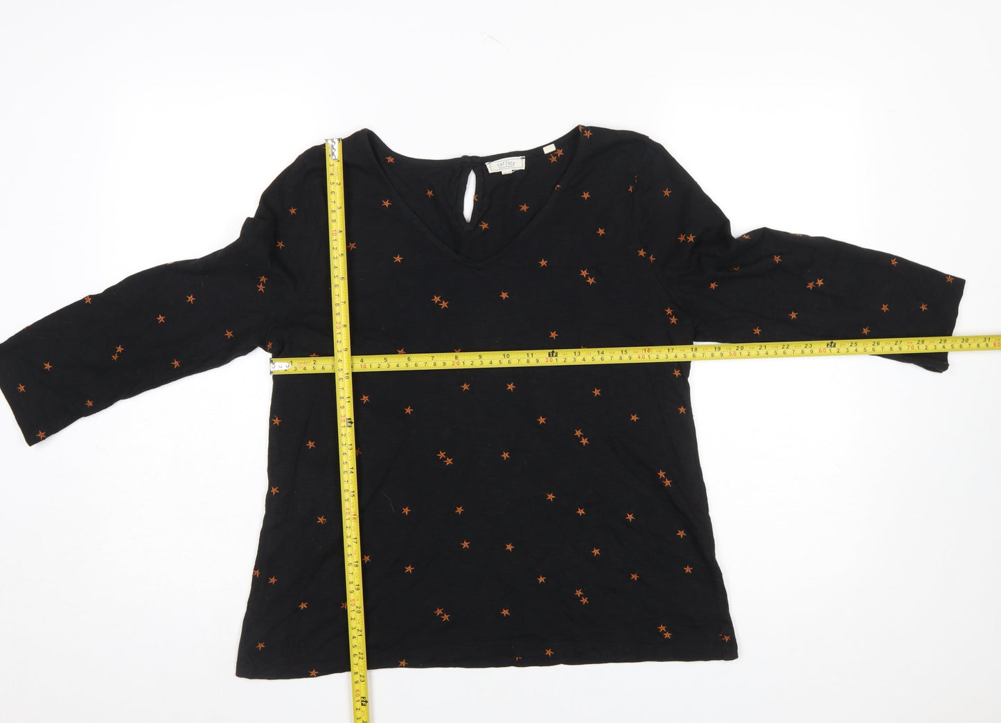 Fat Face Women’s Black Embroidered Star Tunic Blouse Size 12