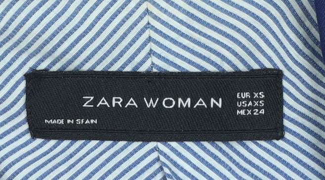 Zara Woman Blue Wool Single-Breasted Blazer XS Women’s Smart Jacket